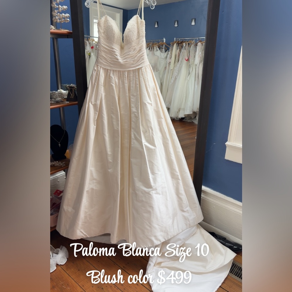 Paloma Blanca Blush Strapless Bridal Gown Sample